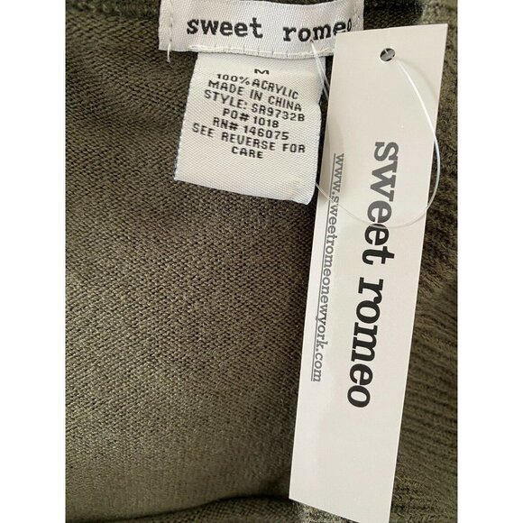 Sweet Romeo Loren Green Crew Neck Raglan Sleeve Pullover Sweater size M - Picture 5 of 5